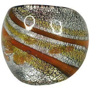 Art‎ Glass Ring Swirly US Size 6.5 Copper Silver